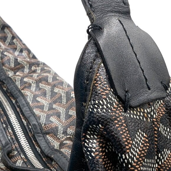 Goyard Goyardine Fidji Hobo Coated Canvas Black Leather Shoulder Bag - Picture 6 of 8